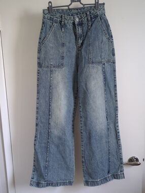 Women's Light Blue Denim Wide-Leg Jeans
